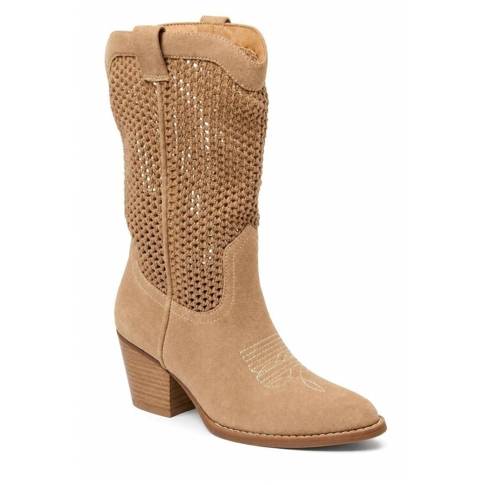 Taupe Mesh Western Cowboy Boots Universal Thread Jasper Pointed Toe Size 7